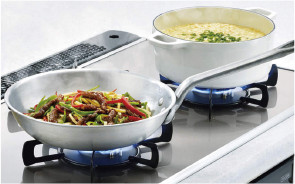 右も左もワイドな火力で手際よく調理